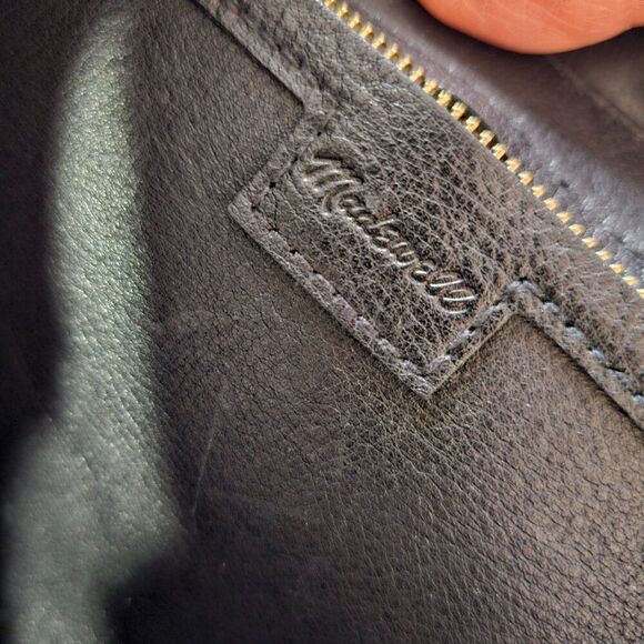 EUC MADEWELL BLACK LEATHER TRANSPORT DRAWSTRING TOTE LARGE - Picture 11 of 16